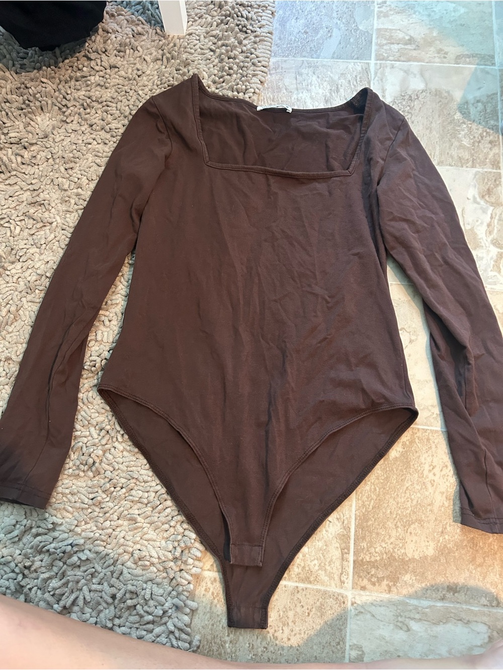 Long Sleeve Brown One-Piece Bodysuit